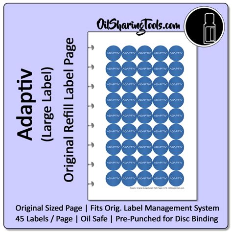 Adaptiv Large Original Label Page Oil Sharing Tools