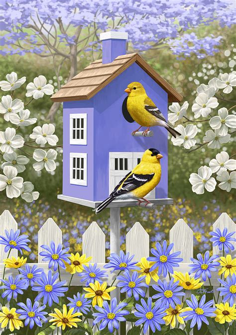 Goldfinch Garden Home Painting By Crista Forest Fine Art America