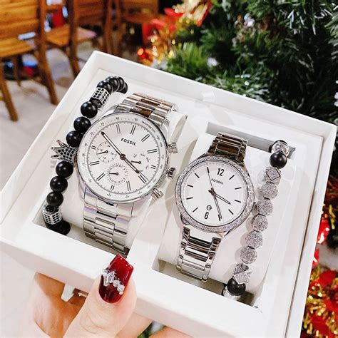Sét Đồng Hồ Đôi Fossil BQ2832SET Dây Thép