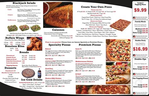 Blackjack Pizza And Salads Menus In Loveland Colorado United States