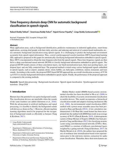 PDF Time Frequency Domain Deep CNN For Automatic Background