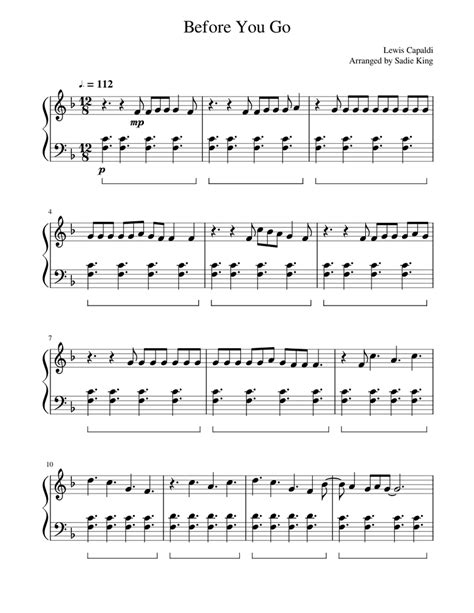 Before You Go Lewis Capaldi Sheet Music For Piano Download Free In Pdf Or Midi