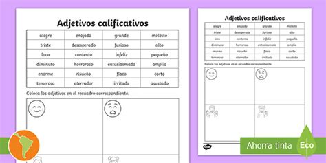 Ficha De Actividad Adjetivos Calificativos Guía De