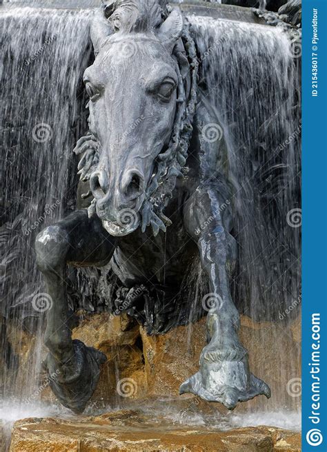 Fontaine Bartholdi And The City Hall Clock Tower Editorial Photo