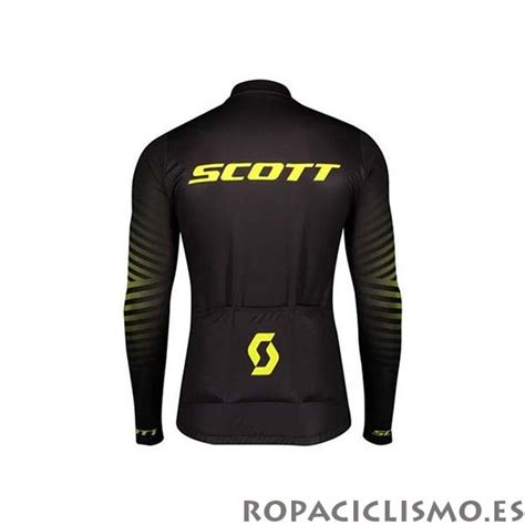 2020 Maillot Scott Tirantes Mangas Largas Negro Amarillo