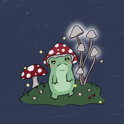 Frog Mushroom Svg Png Frog With Mushroom Hat Cottagecore Svg Mushroom Frog Cute Frog Svg Cricut