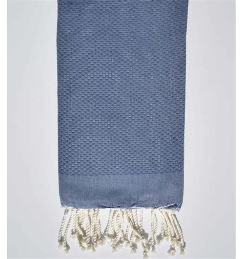 Plain Honeycomb Queen Blue Beach Towel Fouta Tunisia