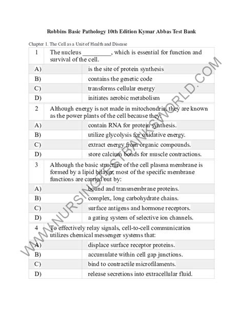 Robbins Basic Pathology 10th Edition Kymar Abbas Test Bank PDF