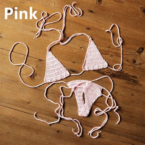 Cotton Color Crochet Micro Swimwear Extreme Mini Sexy Bikini Set Sunbathing EBay