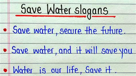 Slogan On Save Water Slogan On Water In English Save Water