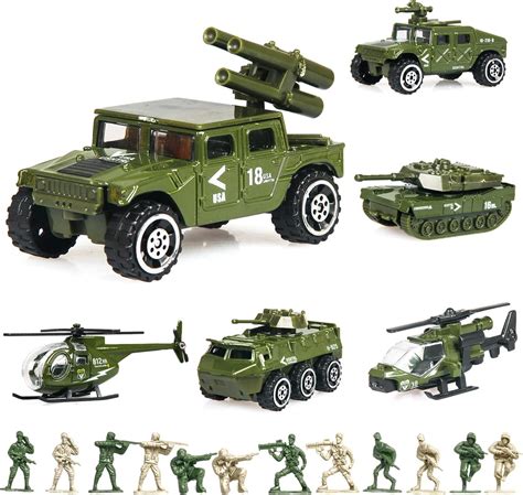 18 Pack Die Cast Military Vehicles Sets6 Pack Assorted Alloy Metal