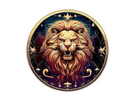 Leo Zodiac Sign Golden Cosmic Style Of Zodiac Leo In Cercle PNG Clipart