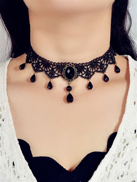 Gargantilha De Renda Preta Black Lace Choker Necklace Chokers Black