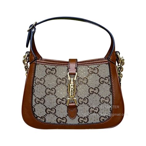 Gucci Jackie Mini Gg Hobo Shoulder Bag In Camel And Ebony Gg