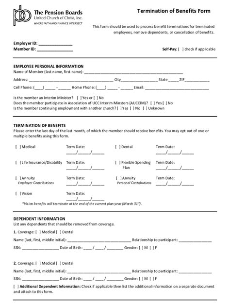 Fillable Online Termination Of Benefits Form Fax Email Print Pdffiller