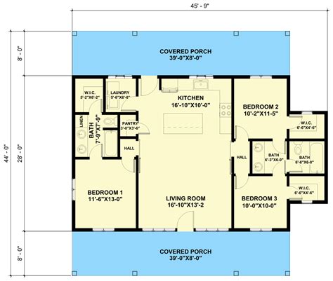 Square Foot Rustic Country Home Plan With Deep Front And Rear