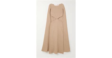 Valentino Garavani Cape Effect Cutout Silk Midi Dress In Natural Lyst