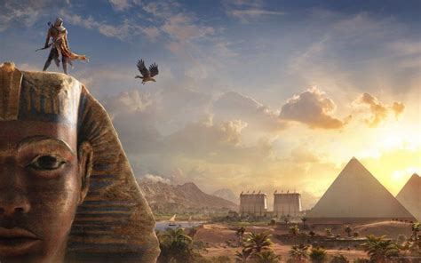 Bayek Sphinx Assassin S Creed Origins Video Game Pyramids Ancient