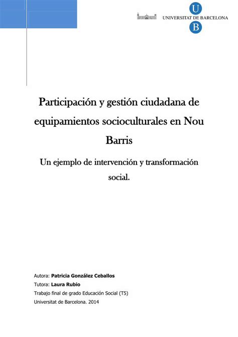 Pdf Participaci N Y Gesti N Ciudadana De Equipamientos Pdf