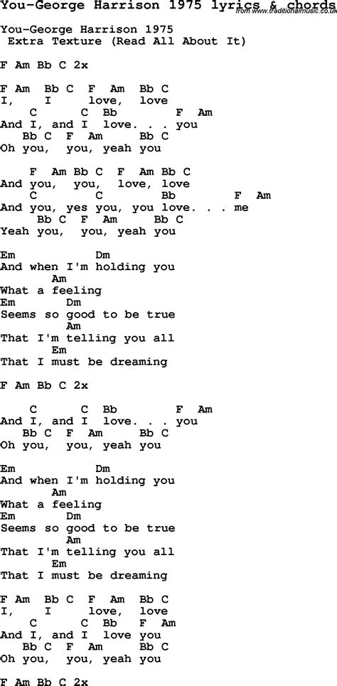 Love Song Lyrics For You George Harrison 1975 With Chords