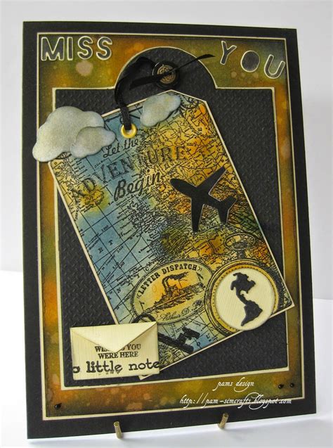 Pamscrafts Bon Voyage Cute Cards Diy Cards Stencil Bon Voyage Cards