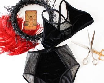 Black Velvet Lingerie Etsy