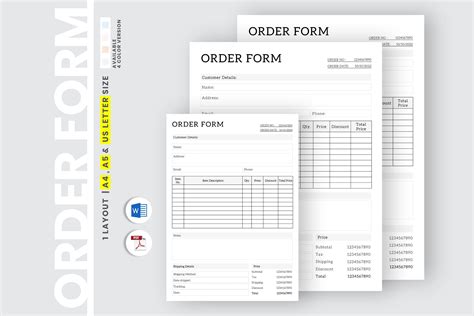 Editable Word Wholesale Order Form Template, Product Order Form Layout, Multipurpose Order Form ...