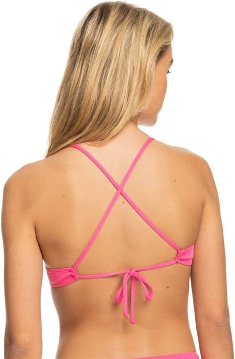 Roxy Womens Beach Classics Athletic Bikini Top Shocking Pink