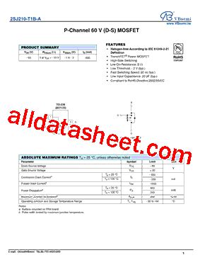 2SJ210 T1B A 데이터시트 PDF VBsemi Electronics Co Ltd