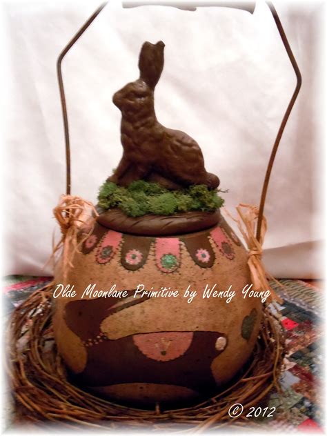 Chocolate Bunnies Running Wild Gourd Easter Basket Painted Gourds