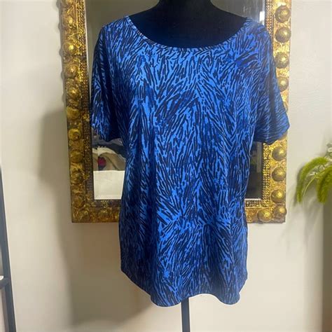 Jaclyn Smith Tops Womens Jaclyn Smith Blue Black Design Blouse Size