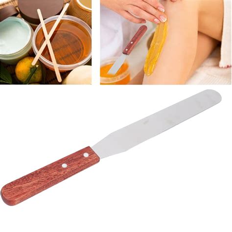 Wax Spatulas Metal Wax Spatulas Straight Stainless Steel Body Waxing Stick With Wooden Handle