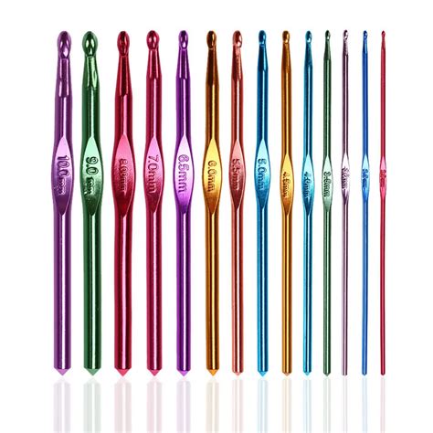 2 0 10 0MM 14Pcs 14 Sizes Multicolor Aluminum Handle Crochet Hooks