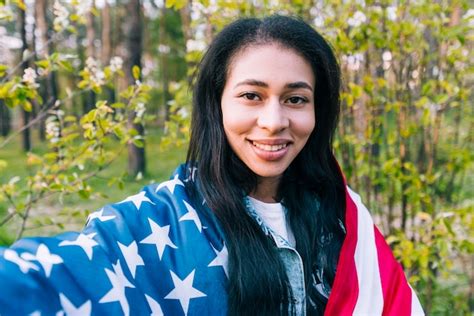 Free Photo | Ethnic woman with American flag