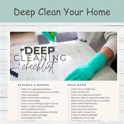 DEEP CLEANING CHECKLIST Cleaning Checklist Deep Clean - Etsy