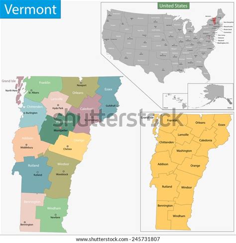 Map Vermont State Designed Illustration Counties Stock Illustration 245731807 Shutterstock