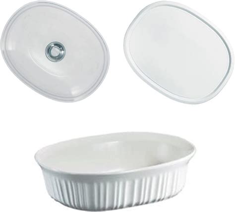 Corningware French White 25 Quart Oval Casserole With Glass Lid Home And Kitchen