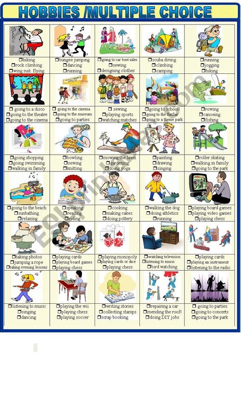 Hobbies And Pastimes New Multiple Choice Esl Worksheet By Spied D Aignel Linking Words