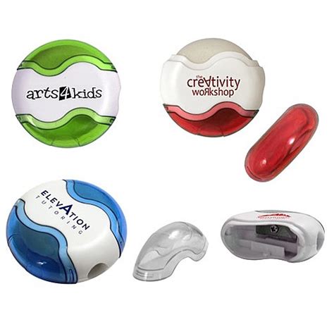 Round Pencil Sharpener Eraser Combo Custom Printed As Low As 10