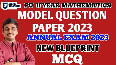 Karnataka PUC 2nd Year Mathematics Blue Print 2023 MODEL QUESTION