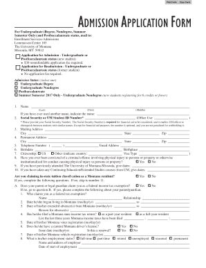 Fillable Online Umt Admission Application Form Umt Edu Fax Email