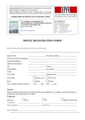 Fillable Online Ewmovpe Epfl HOTEL REGISTRATION FORM Ewmovpe EPFL