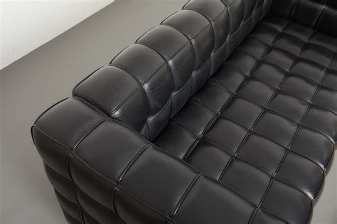 Black Leather Kubus Sofa By Josef Hoffmann For Wittmann C 1980