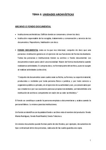 TEMA 0 UNIDADES ARCHIVISTICAS Pdf