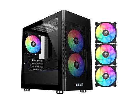 Sama Argb Q5 Bk Black Usb30 Tempered Glass Micro Atx Tower Gaming