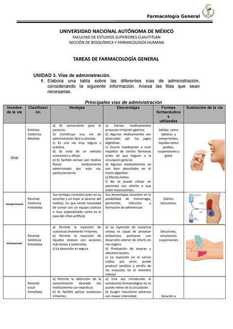 Cuadro farma tarea de ventajas y desventajas de las vías de