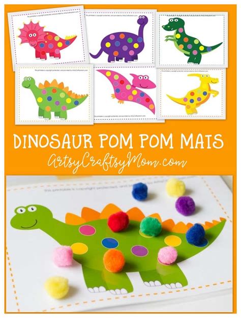 Printable Dinosaur Pom Pom Mats