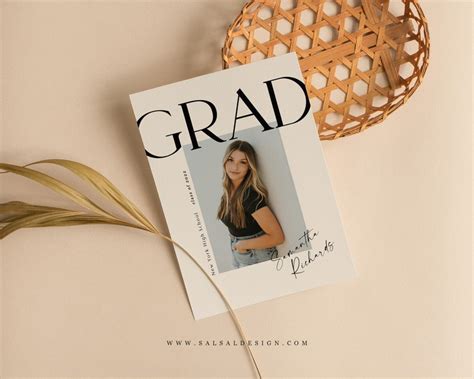 Graduation Announcement Card Canva Photoshop Template Etsy