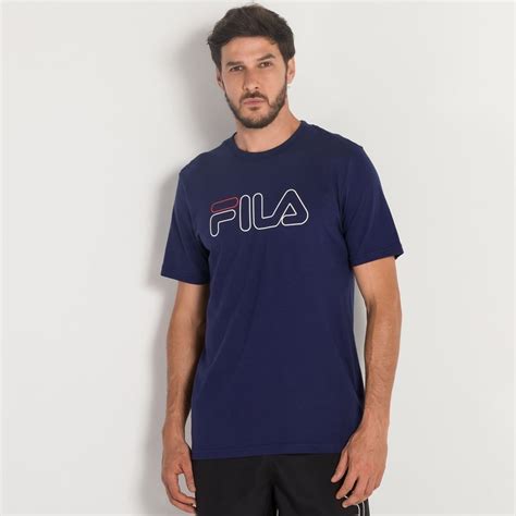 Camiseta Letter Outline Fila Azul Marinho