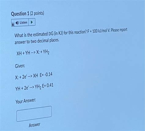 Solved Question 1 2 Points Listen → What Is The Estimated